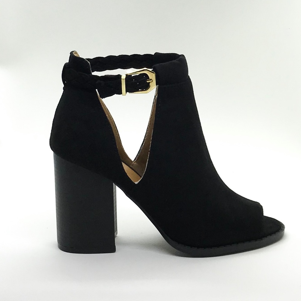 Black Peep Toe Booties - Picture 2 of 4